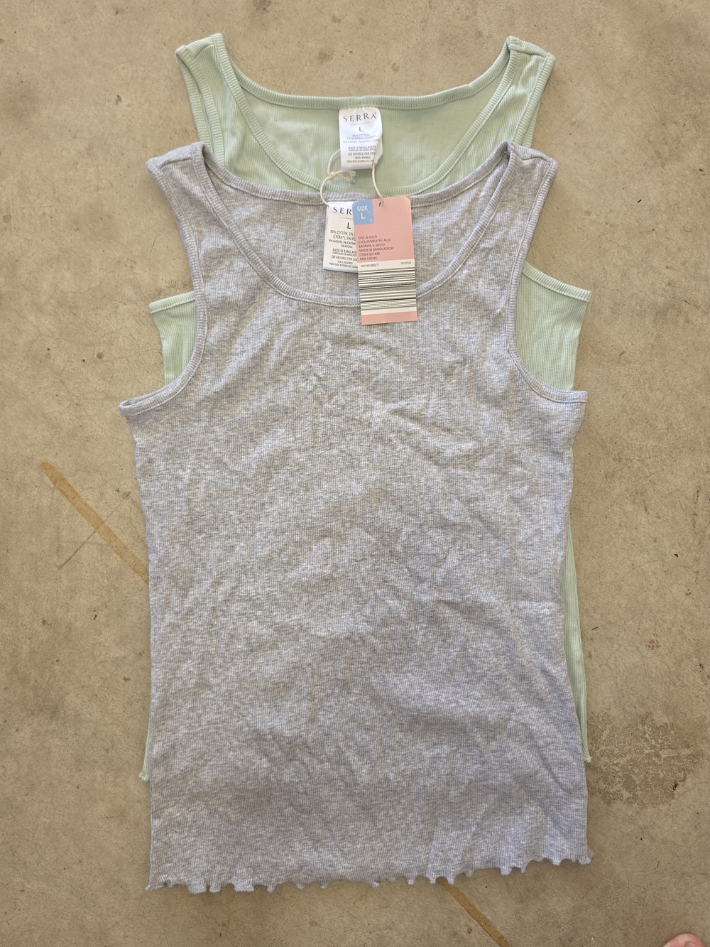 Serra Layered Tank Tops - Gray & Light Green - Set of 2
